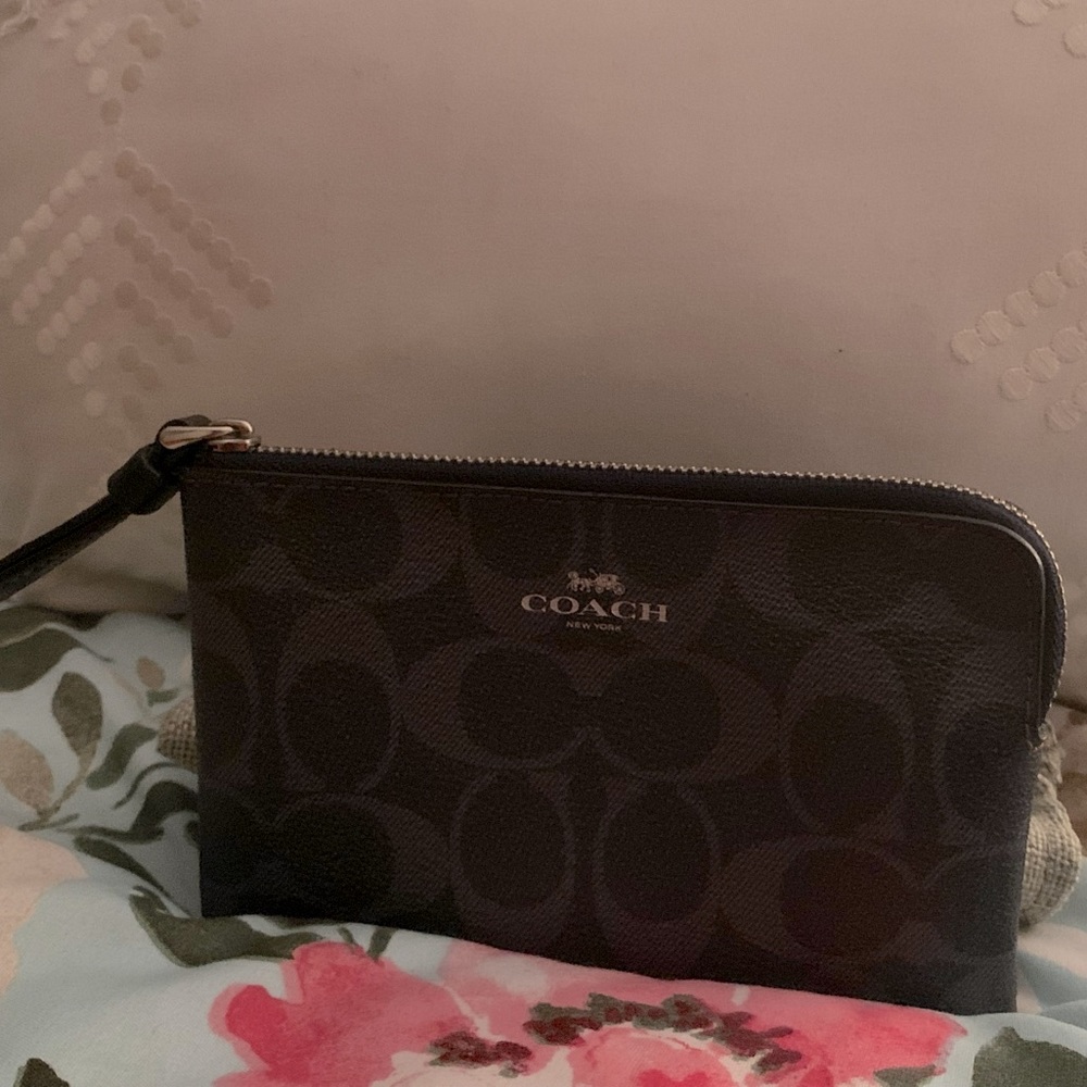 Navy Blue Coach Wristlet